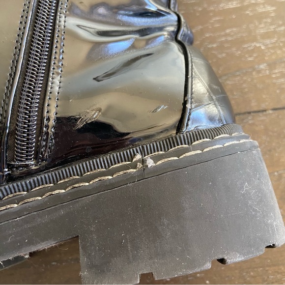 River Island Wide Fit Chunky Black Patent Chelsea Boots Size 39 - Picture 11 of 14